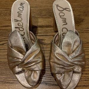 Sam Edelman Gold Mules with Tie Front